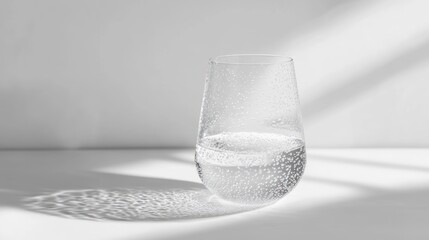 Poster - Sparkling Water In A Glass Vessel On A White Surface