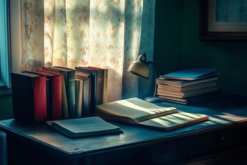 Fototapete - office desktop with a laptop