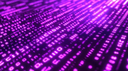 Poster - Abstract Digital Data Stream Glowing Purple