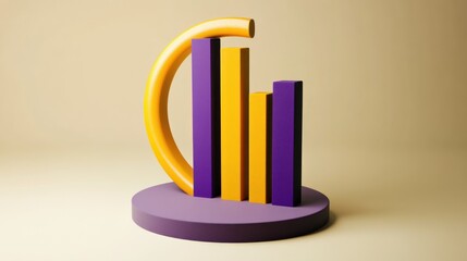Poster - A modern, abstract representation of bar charts in vibrant colors on a circular base.