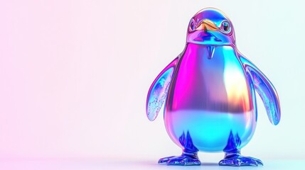 Poster - A shiny, stylized penguin figure with a colorful, reflective surface.