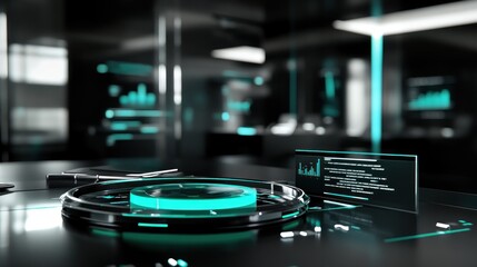 Poster - Futuristic technology interface with glowing cyan light.