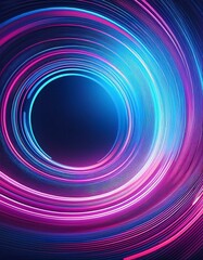 Poster - Blue pink minimal round lines abstract futuristic tech background