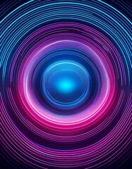 Poster - Blue pink minimal round lines abstract futuristic tech background