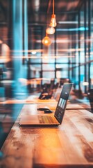 Fototapete - Workspace blur room business illustration modern design technology creative collaboration