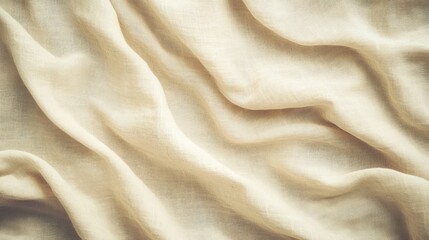 Poster - A close-up view of soft, flowing beige fabric showcasing its texture and drape.
