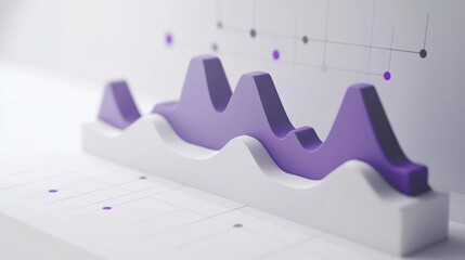 Poster - Abstract 3D purple line graph with white background.