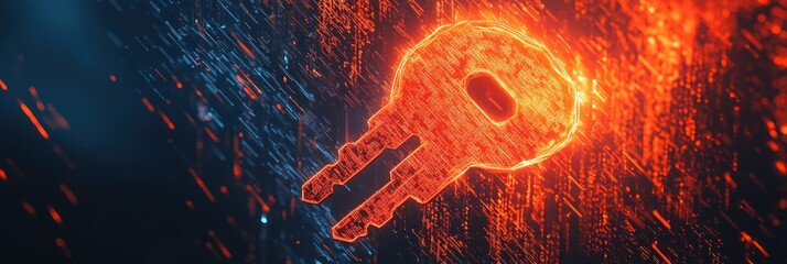Aufkleber - A glowing key symbol amidst a digital backdrop, representing cybersecurity and protection.