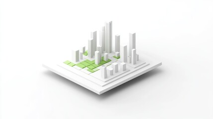 Poster - Minimalist 3D model of a city with green park.