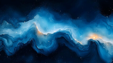 Poster - Abstract Blue Nebula Illustration