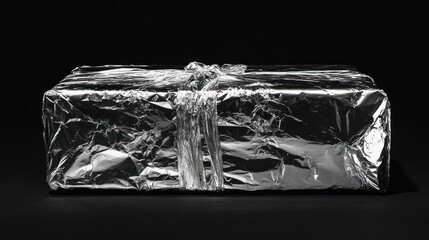 Poster - A Rectangular Gift Wrapped In Crumpled Foil