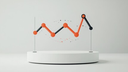 Aufkleber - A 3D graph with orange and black lines illustrating data trends on a circular base.