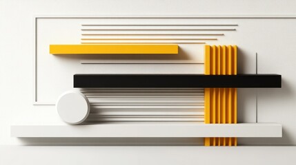 Leinwandbilder - Abstract geometric composition with bold colors and lines on a minimalist background.