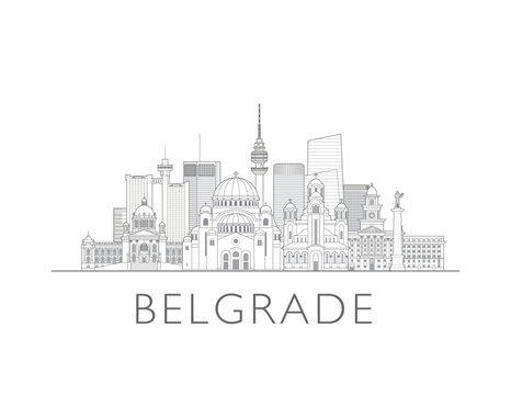 Belgrade skyline cityscape vector illustration