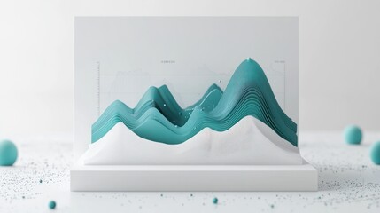 Poster - Abstract 3D blue wave graphic design with white background.