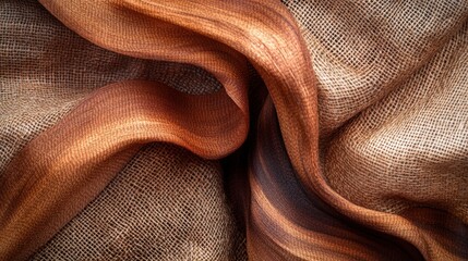 Aufkleber - Close-up of brown fabric texture with a rippled pattern.