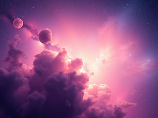 Wall Mural - vibrant deep space background with nebula clouds and twinkling stars, astronomy, serene