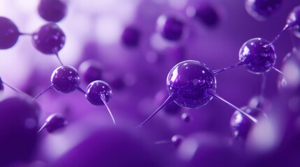 Aufkleber - Abstract 3D rendering of purple spheres connected by thin lines, representing molecules or atoms.