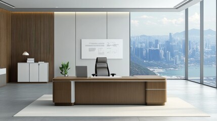 Poster - Modern Executive Office With City View