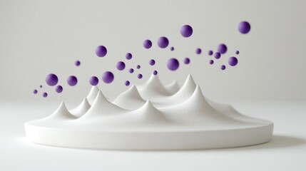 Aufkleber - Abstract 3D rendering of white platform with purple spheres floating around it.