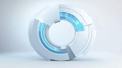 Poster - Abstract circular design with blue accents, isolated on white background.