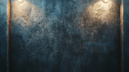 Leinwandbilder - Two lamps illuminating a grunge concrete wall, creating a dramatic and textured backdrop
