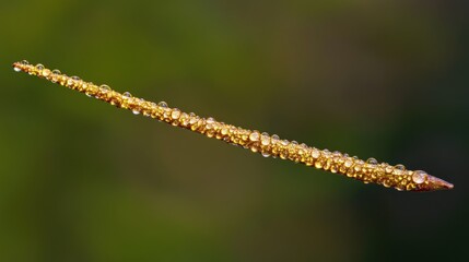 Poster - A close-up of a slender object covered in droplets, showcasing intricate details.