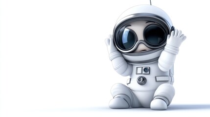 Aufkleber - A cute cartoon astronaut sitting with hands raised in a playful pose.