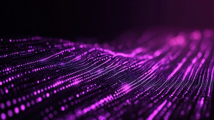 Aufkleber - Abstract visualization of flowing purple particles resembling digital waves.