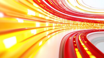 Poster - Abstract image featuring dynamic lines in red and yellow, suggesting movement and energy.