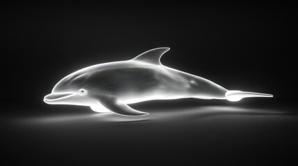 Poster - A glowing, translucent dolphin illustration on a dark background.
