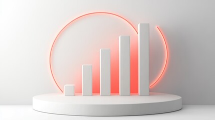 Aufkleber - A minimalist design featuring rising bar graphs with a glowing circular background.