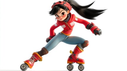 Poster - A dynamic animated character on roller skates in a sporty pose.