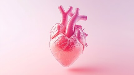 Poster - A stylized, colorful rendering of a human heart with arteries against a soft gradient background.