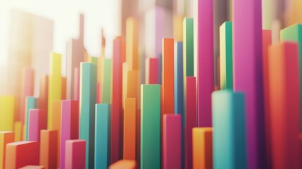 Aufkleber - A colorful arrangement of vertical bars, suggesting data visualization or growth trends.