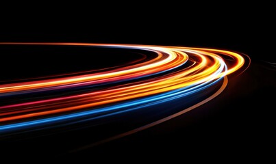 Poster - Light trails on dark background, vibrant colors, dynamic motion, abstract photography, long exposure technique