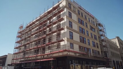Poster - Urban Building Undergoing Extensive Renovation And Repair