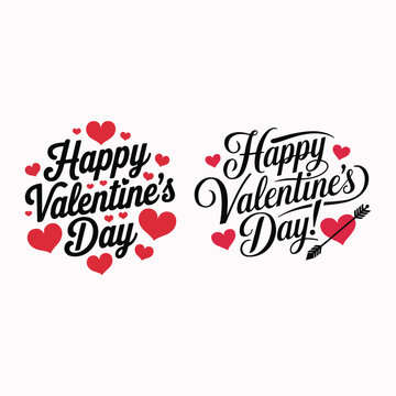 Happy Valentine's Day and Love You Typography Vector Design illustration