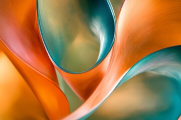 Poster - Abstract swirls of orange and teal intertwine in a captivating display of smooth curves and vibrant colors, evoking a sense of motion and fluidity in the design.