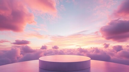 Wall Mural - Captivating pastel pink sunset over a majestic