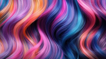 Poster - A vibrant mix of flowing colors in gradients, showcasing swirls of pink, blue, purple, and orange, creating an artistic and dynamic visual texture.