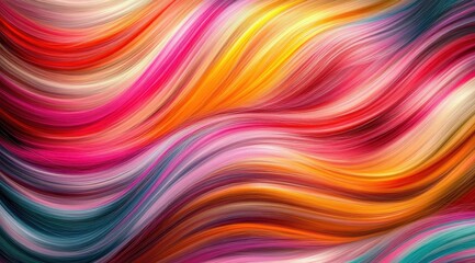 Poster - A vibrant, wavy pattern featuring a blend of bold colors like pink, orange, and blue, creating a dynamic, artistic visual effect.