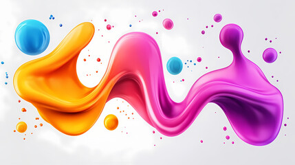 Wall Mural - set of 3d liquid blobs with abstract colored spheres in motion. vector realistic render of bubbles o