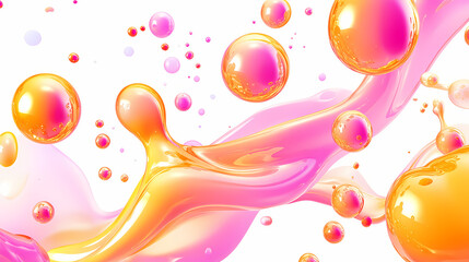 Wall Mural - 3d gold chrome liquid