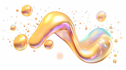Wall Mural - 3d gold chrome liquid
