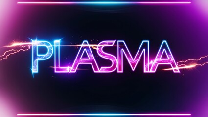 Poster - Neon Plasma text effect with electric bolts.