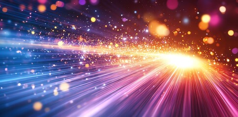 Poster - A vibrant abstract background with light streaks and bokeh effects, conveying energy and motion.