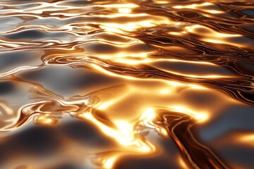 Aufkleber - A close-up of shimmering water reflecting golden light, creating a tranquil, artistic effect.