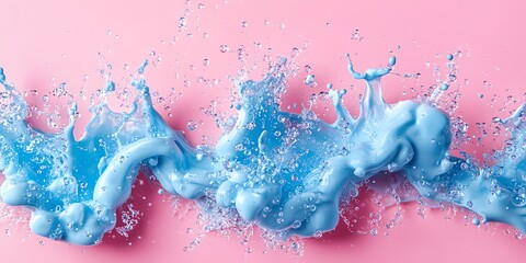 Poster - Blue liquid splashing against a pink background, creating an artistic and vibrant visual effect.