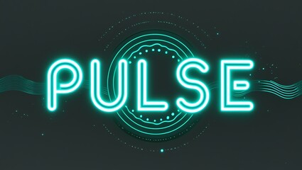Poster - Neon teal PULSE word art with abstract tech background.